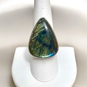 Labradorite Silver Ring Size 8